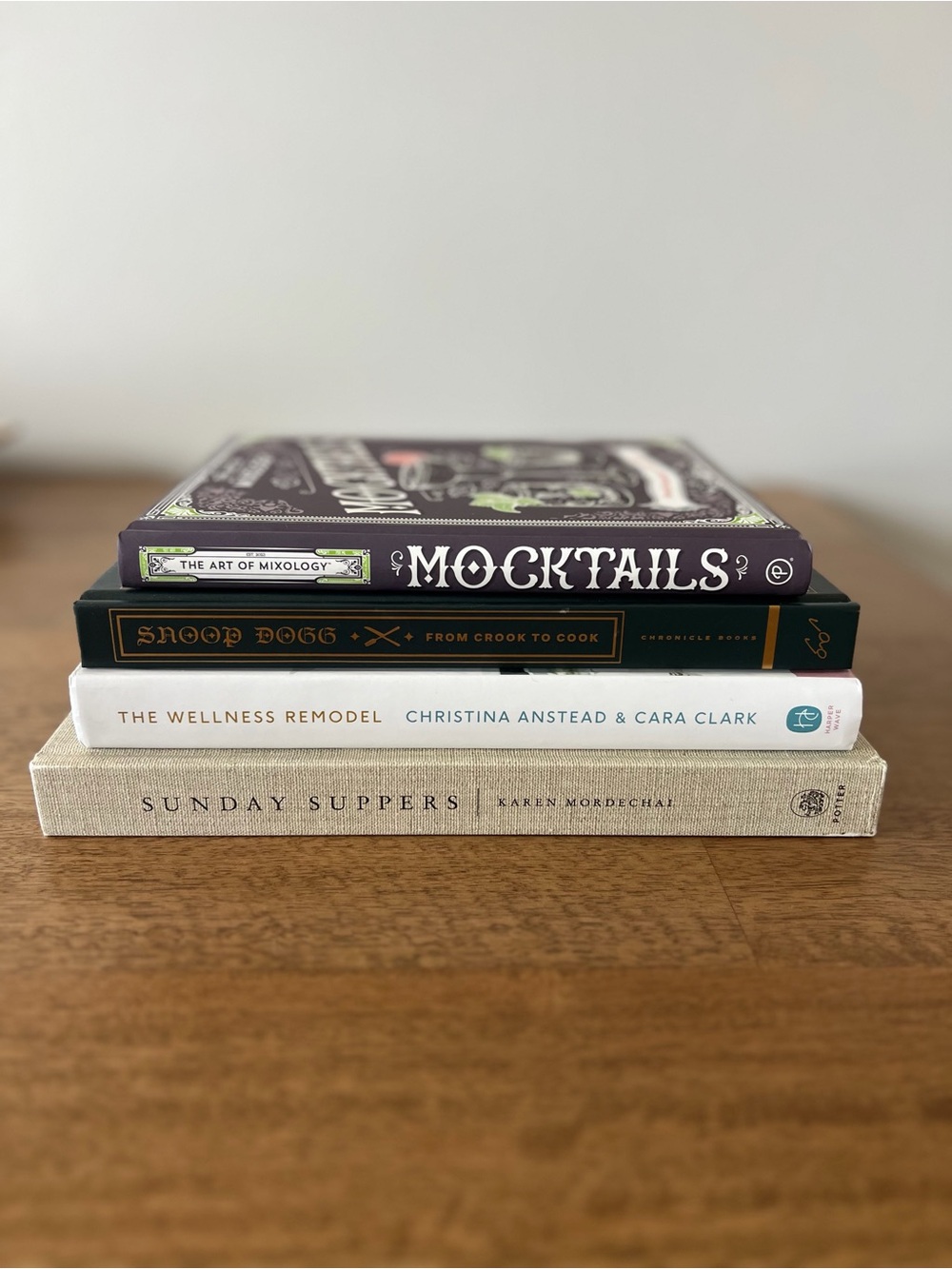 Stack of 4 Cookbooks with Neutral & Black Spines